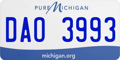 MI license plate DAO3993