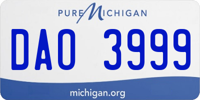 MI license plate DAO3999