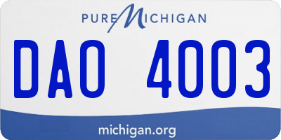 MI license plate DAO4003