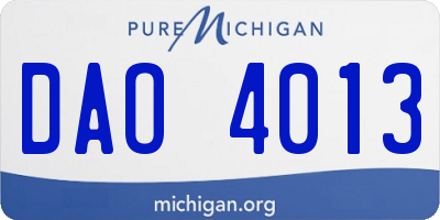 MI license plate DAO4013