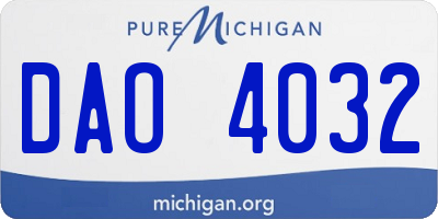 MI license plate DAO4032