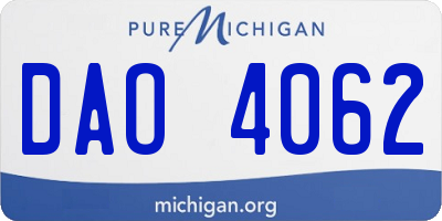 MI license plate DAO4062