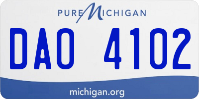 MI license plate DAO4102