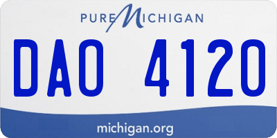 MI license plate DAO4120