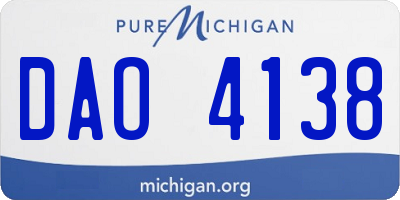 MI license plate DAO4138