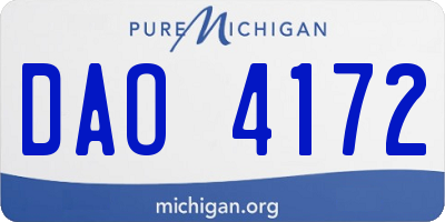 MI license plate DAO4172