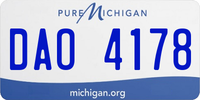 MI license plate DAO4178