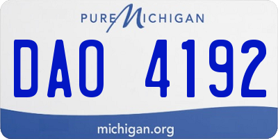 MI license plate DAO4192