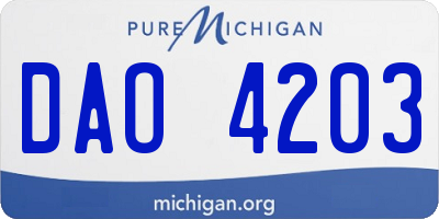 MI license plate DAO4203