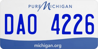 MI license plate DAO4226