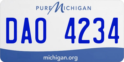 MI license plate DAO4234
