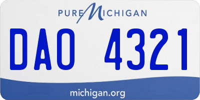 MI license plate DAO4321