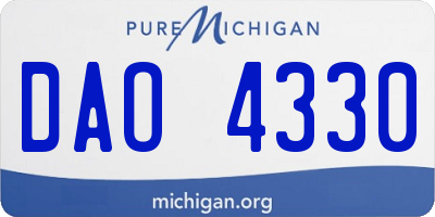 MI license plate DAO4330