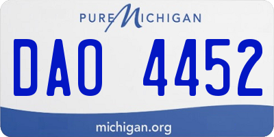 MI license plate DAO4452