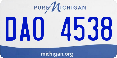 MI license plate DAO4538