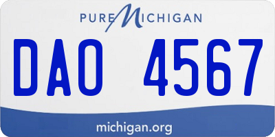 MI license plate DAO4567
