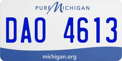 MI license plate DAO4613