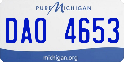 MI license plate DAO4653