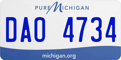 MI license plate DAO4734