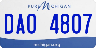 MI license plate DAO4807
