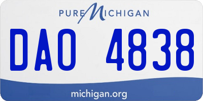 MI license plate DAO4838