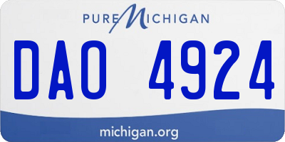 MI license plate DAO4924