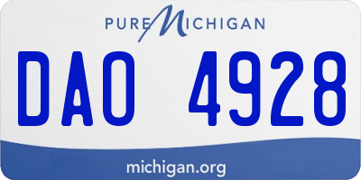 MI license plate DAO4928