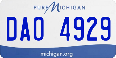 MI license plate DAO4929