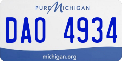 MI license plate DAO4934