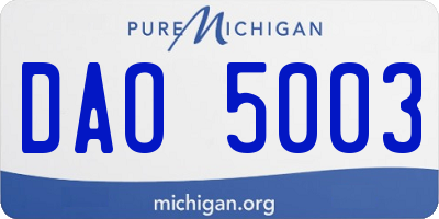 MI license plate DAO5003