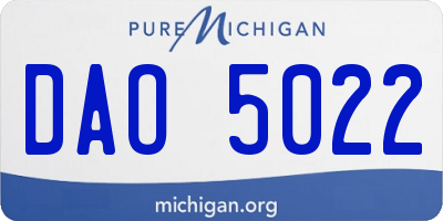 MI license plate DAO5022