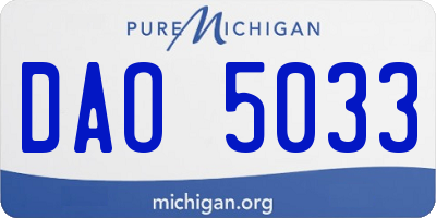 MI license plate DAO5033
