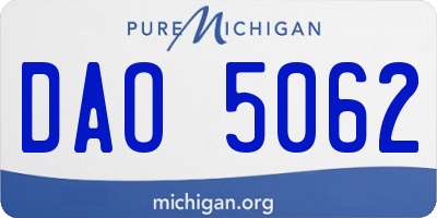 MI license plate DAO5062