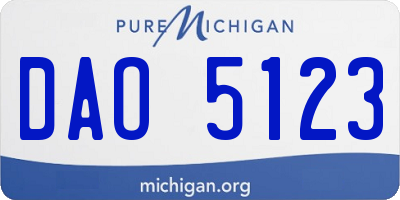 MI license plate DAO5123