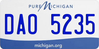 MI license plate DAO5235
