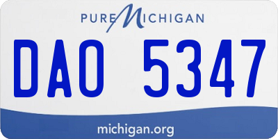 MI license plate DAO5347