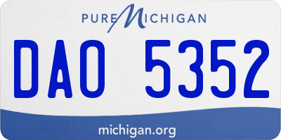 MI license plate DAO5352