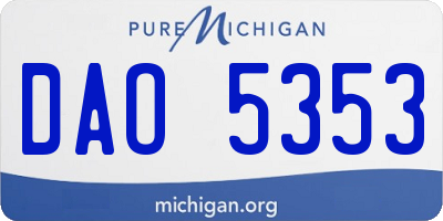 MI license plate DAO5353