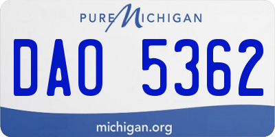 MI license plate DAO5362