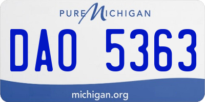 MI license plate DAO5363