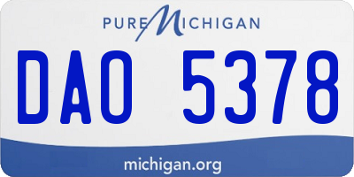 MI license plate DAO5378