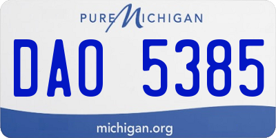 MI license plate DAO5385