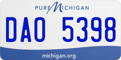 MI license plate DAO5398
