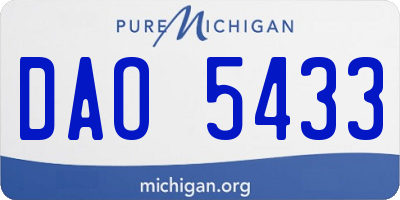 MI license plate DAO5433