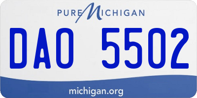 MI license plate DAO5502