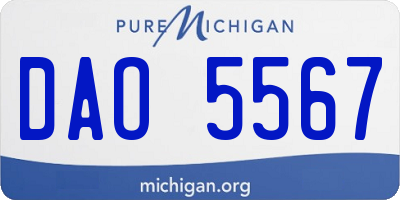 MI license plate DAO5567
