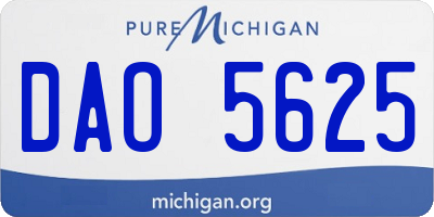 MI license plate DAO5625
