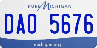 MI license plate DAO5676