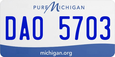 MI license plate DAO5703