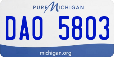 MI license plate DAO5803